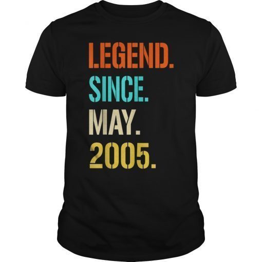 Legend Since May 2005 14th Birthday Gift 14 Years Old T-Shirt