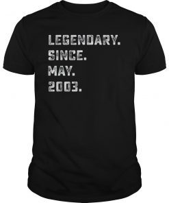 Legendary Since May 2003 16 Year Old 16th Birthday Shirt