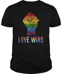 Love Wins Raised Fist T Shirt LGBT Gay Pride Awareness Month