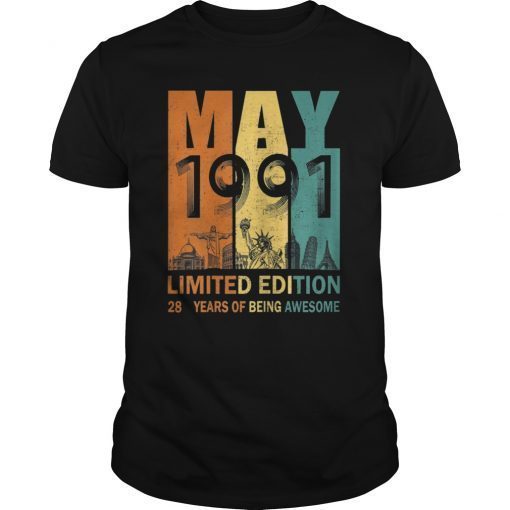 May 1991 T Shirt 28 Year Old Shirt 1991 Birthday Gift