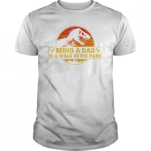 Men Being A Dad Is A Walk In The Park T-Shirt Dad Retro Sunset T-Shirt