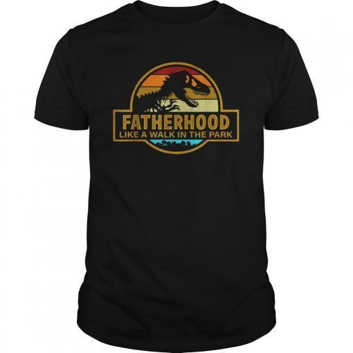 Men Fatherhood Like A Walk In The Park Vintage Sunset Dad T-Shirt