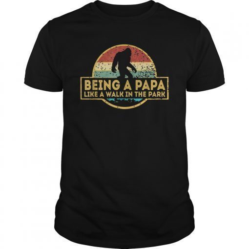 Mens Being A Papa Is A Walk In The Park T-Shirt Dad Retro