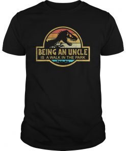 Mens Being An Uncle Is A Walk In The Park T-Shirt Retro Sunset