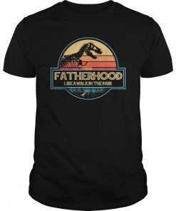 Mens Fatherhood Like A Walk In The Park T-Shirt Dad Retro Sunset