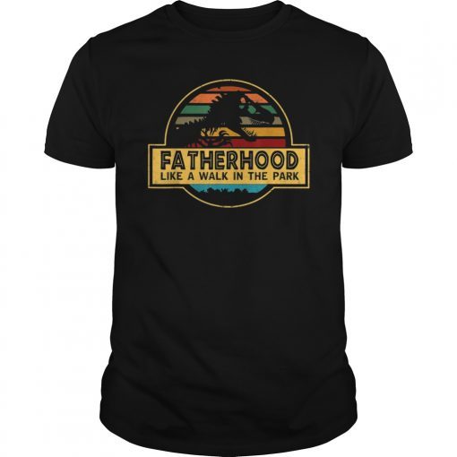 Mens Fatherhood Like A Walk In The Park T-Shirt Dad Retro Sunset T-Shirt