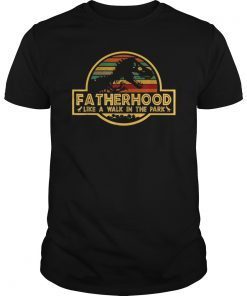 Mens Fatherhood Like A Walk In The Park Tee Shirt Dad Retro Sunset Tee Shirt