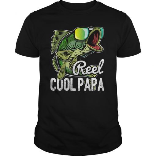 Mens Reel Cool Papa Fishing Sunglasses Funny Father's Day Gift T-Shirt