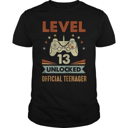 Official Teenager 13th Birthday T-Shirt Level 13 Unlocked