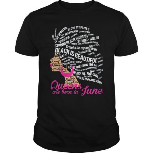 Queens Are Born in June - Afro Word Art Natural Hair Tee