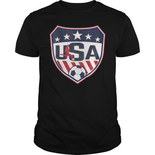 Vintage Soccer Shirt USA Shield Soccer Player Silhouette