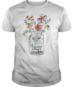 Womens Happiness Is Being Grammy Life Shirt Flower Art-Grandma Tee