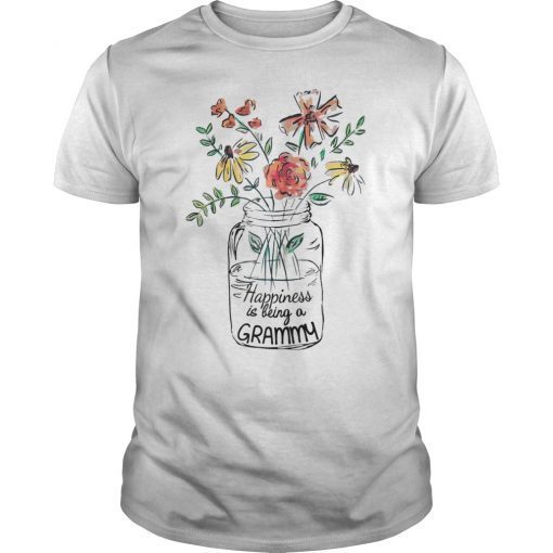 Womens Happiness Is Being Grammy Life Shirt Flower Art-Grandma Tee