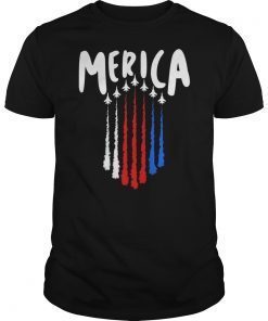 4th of July Red White Blue Air Force Flyover American Flag T-Shirt