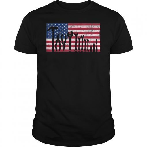 4th of July USA American Flag Tools Construction Mechanic T-Shirts