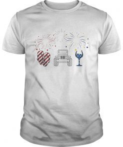 4th of July flip flops jeep and wine Firework shirt