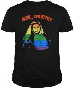 Ah-Men Rainbow Jesus Funny LGBT Gay Pride Month Joke Proud T-Shirt