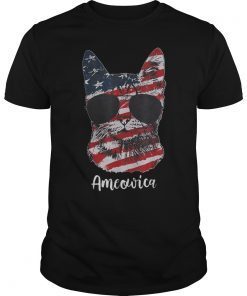 Ameowica Meow Cat American Flag 4th of July Patriotic Shirt