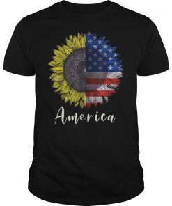 America Sunflower Flag 4th July American Patriotic Flower TShirts