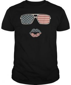 American Flag Sunglasses Lips TShirt Funny Patriotic Flags T-Shirt