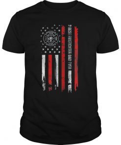 Best Firefighter Dad Ever American Flag Gift For Fathers Day T-Shirt