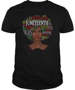 Black Women Natural Hair Afro Word Art Juneteenth T-Shirt