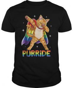 Dabbing Purride Cat Gay Pride LGBT Rainbow Flag T shirt Dab