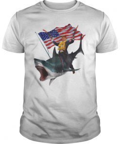 Donald Trump Riding Shark 4th Of July American Flag Shirt