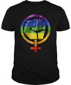 Feminist Symbol LGBT Resist Pride Fist Rainbow Flag T-Shirt