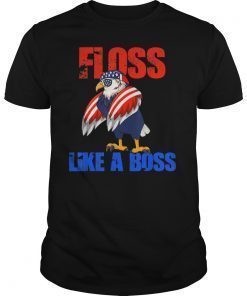 Floss Like A Boss 4th of July Bald Eagle American Flag T-Shirt