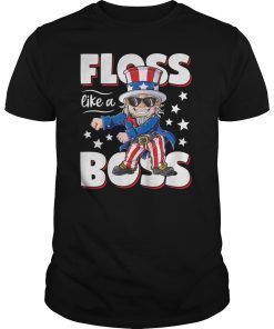 Floss Like a Boss 4th of July Shirt Kids Boys Girl Uncle Sam T-Shirts