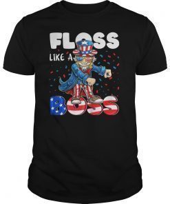 Floss Like a Boss Flossing Uncle Sam 4th of July Shirt Kids