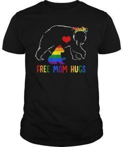 Free Mom Hugs T-Shirt LGBT Mom Mama Bear Rainbow Shirts Gift