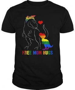 Free Mom Hugs T-Shirt - LGBT Mom Saurus Rainbow Shirts Gift