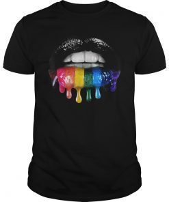 Glossy Rainbow Lips LGBT Pride Funny Gift Tshirt