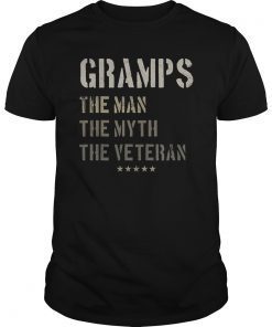 Gramps Man Myth Veteran Fathers Day Gift Retired Military T-Shirt