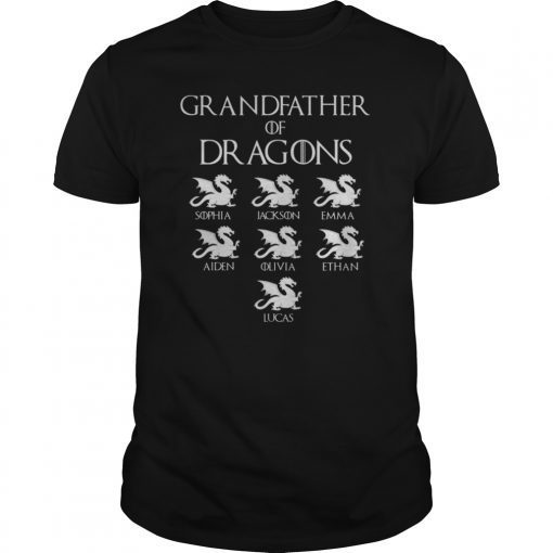 Grandfather of Dragons Shirt With Children's Names - Customized Grandfather Shirt - Custom Father's