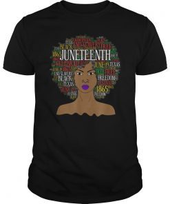 Juneteenth Natural Hair Afro Word Art T-Shirt for Women