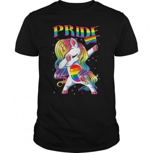 LGBT Pride Gay Lesbian Funny Rainbow Dabbing Unicorn T-Shirt