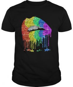 LGBT Rainbow Bling Shirt Lips Pride Gay Bisexual Lesbian Tee