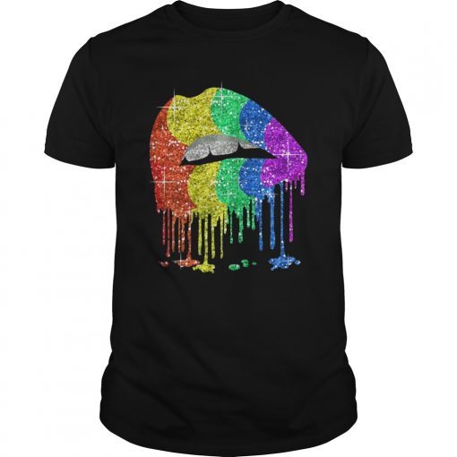 LGBT Rainbow Bling Shirt Lips Pride Gay Bisexual Lesbian Tee