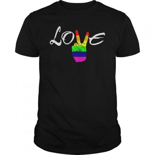 LOVE Peace Sign Rainbow Gay Pride Love Is Love T Shirt