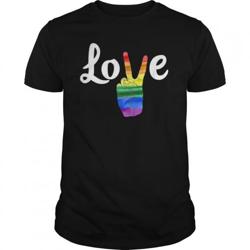 LOVE Peace Sign Rainbow Gay Pride Love Is Love T Shirt