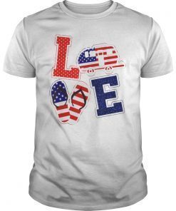 Love Camping USA Flag 4th of July Flip Flop Camper USA Flag Shirt
