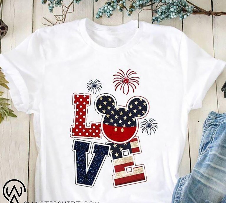 Love mickey mouse american flag 4th of july shirt