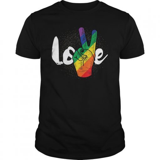 Love Peace Sign Rainbow Flag LGBT T-Shirt