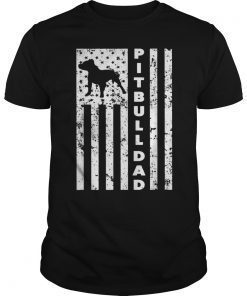 Mens American Pitbull Dad US Flag T-Shirt