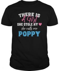 Mens Father's Day Girl Stole My Heart Calls Me Poppy Gift T-Shirts