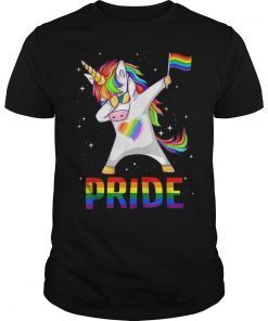Mens LGBT Pride Gay Lesbian Funny Rainbow Dabbing Unicorn Shirt