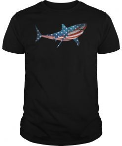 Patriotic Shark American Flag T-Shirt Gift For 4th Of July